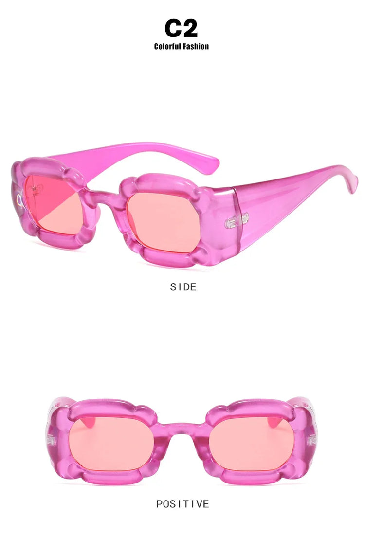 Petra Women's Inflated Petal Square Frame UV400 Sunglasses