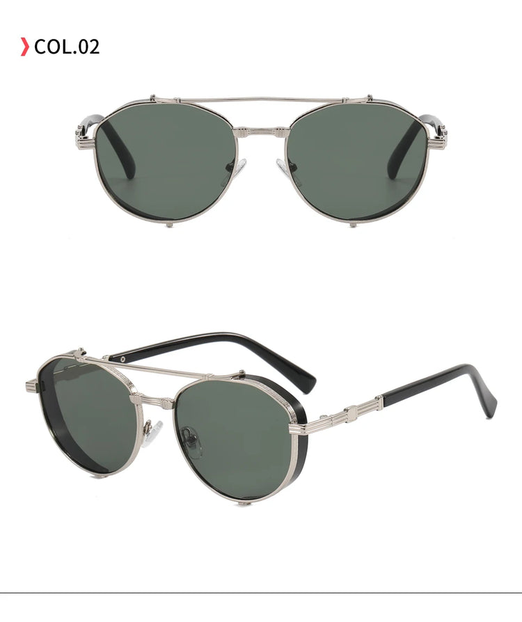 Hendrix Men's Retro Metal Frame Flat Top Sunglasses