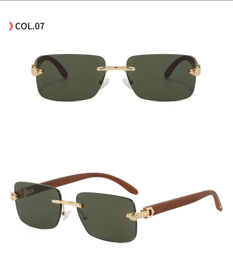 Santos Unisex Rectangle Rimless UV400 Sunglasses