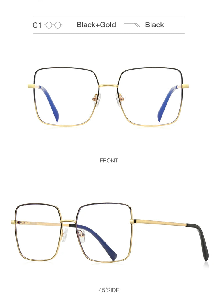 Unisex Square Metal Frame Anti Blue Light Glasses
