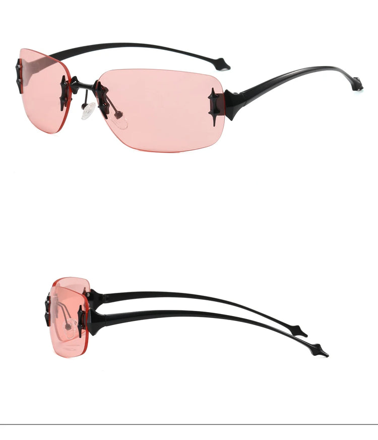 Cove Unisex Retro Rimless Rectangle Frame UV400 Sunglasses