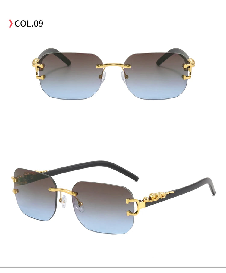 Nox Unisex Rectangle UV400 Sunglasses with Panther Detail