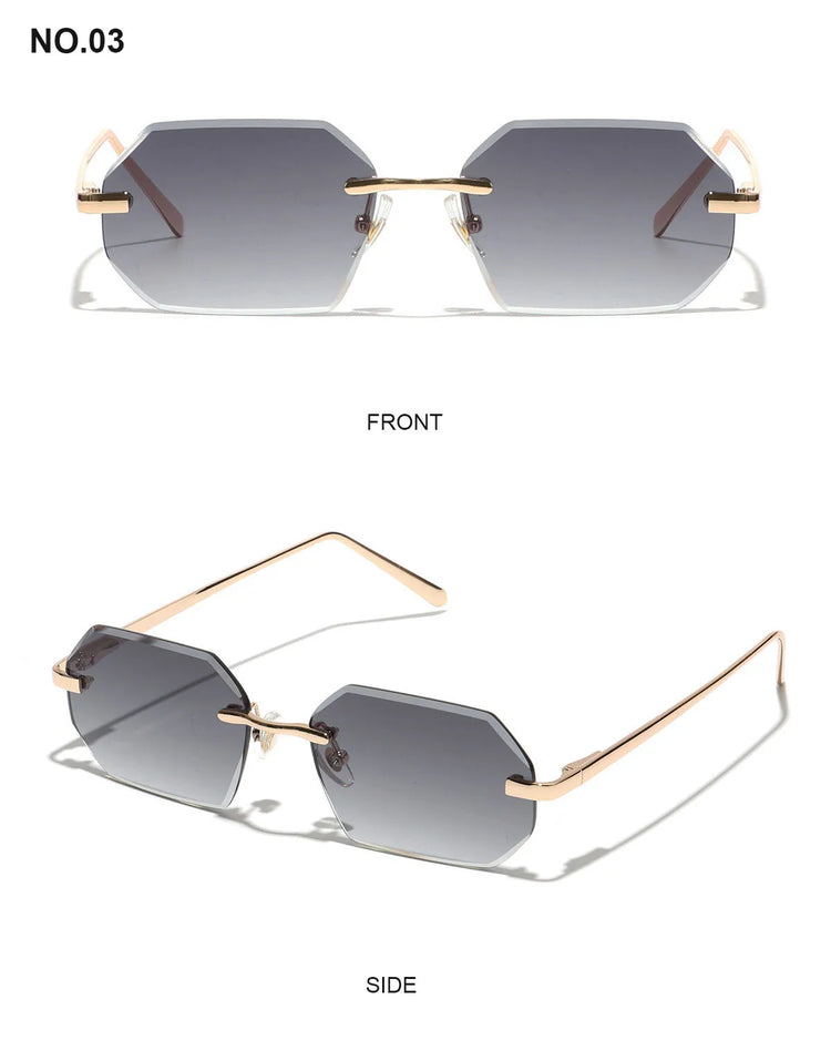 Shiloh Unisex Rectangular Rimless UV400 Sunglasses
