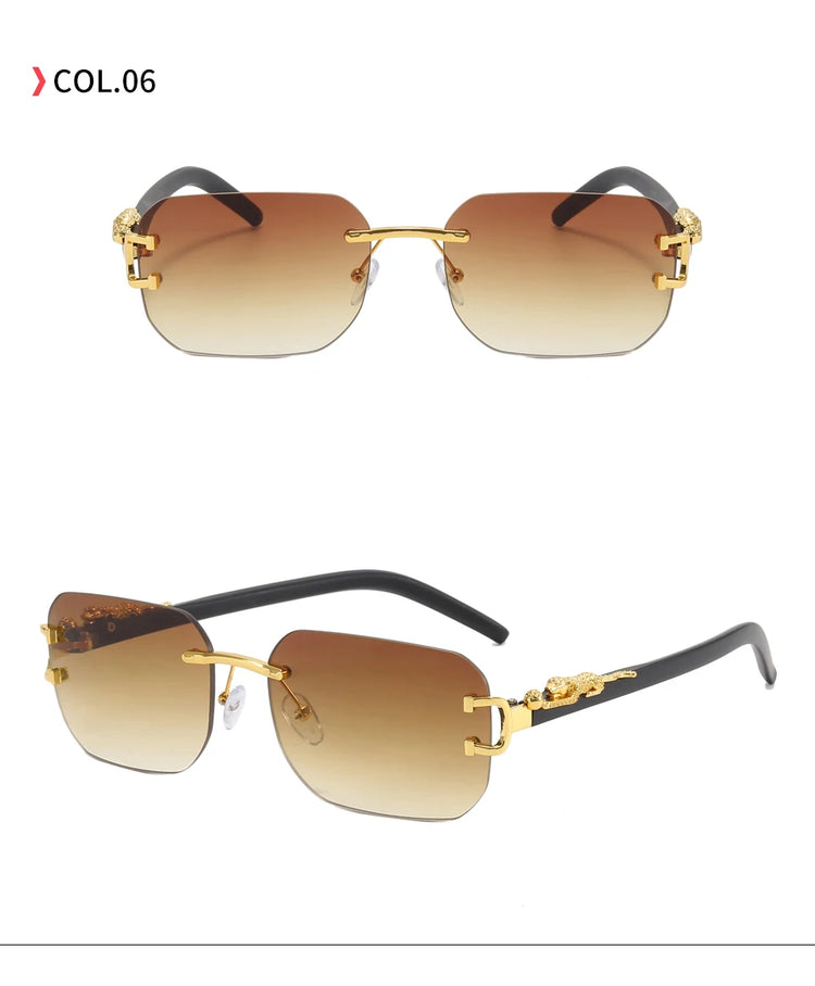 Nox Unisex Rectangle UV400 Sunglasses with Panther Detail