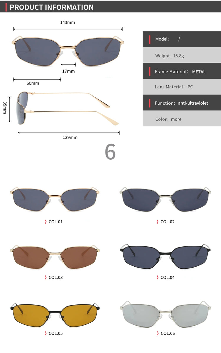 Cipher Retro Rectangle Frame UV400 Unisex Sunglasses