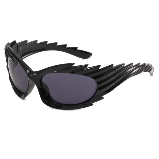 Suri Oversized UV400 Unisex Spike Frame Rectangle Sport Sunglasses