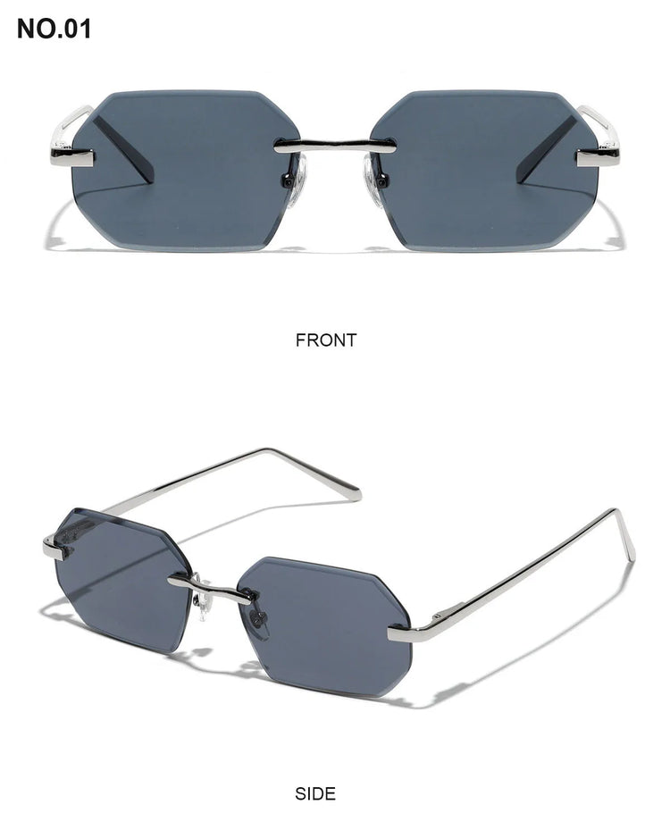Shiloh Unisex Rectangular Rimless UV400 Sunglasses