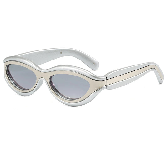 Tamar Womens UV400 Y2K Gold  Oval Frame Fashion Sunglasses
