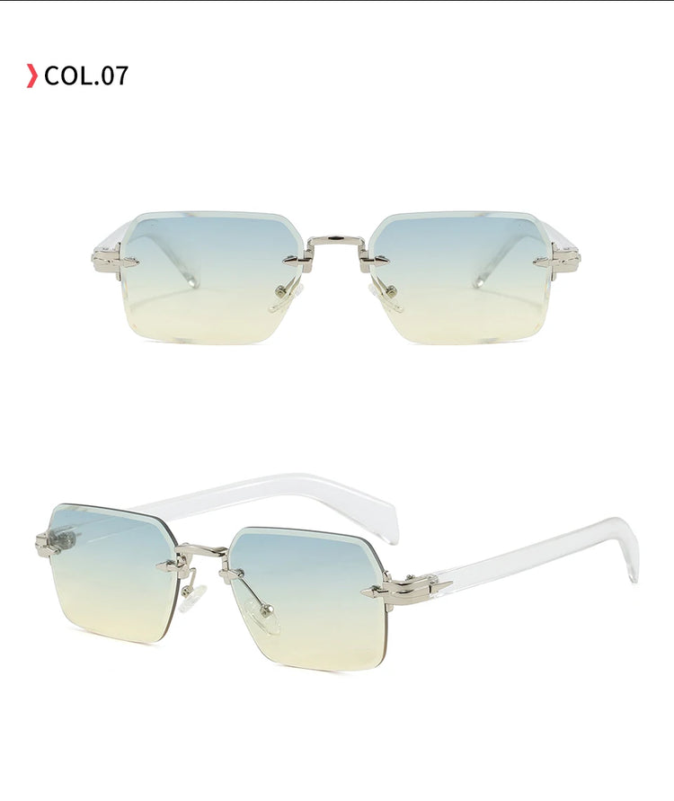 Aero Retro Rimless Square Frame Unisex UV400 Sunglasses
