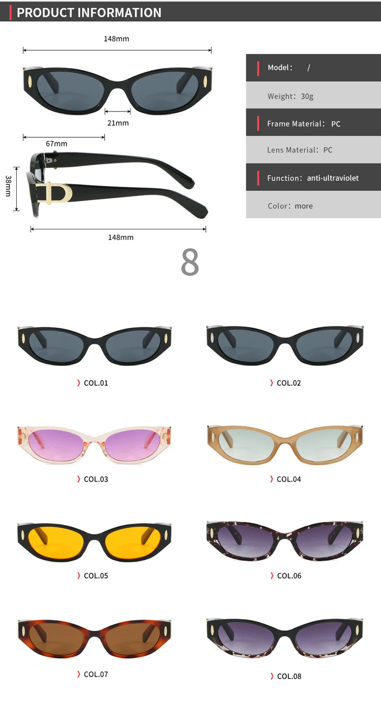 Essence Retro Unisex Small Rectangular Frame UV400 Sunglasses
