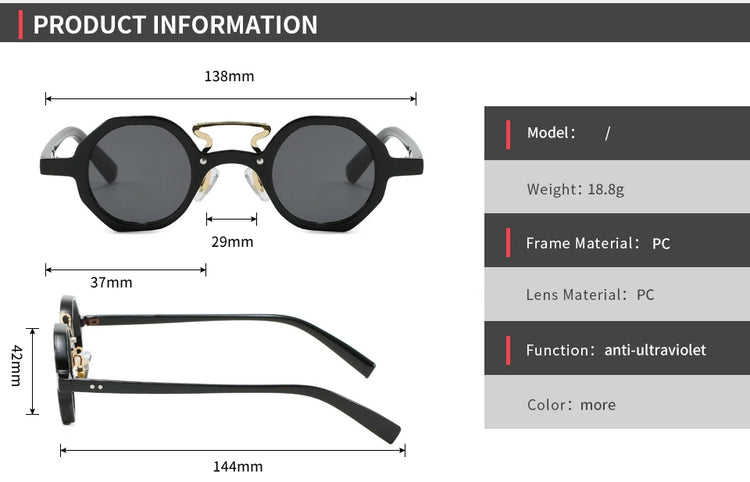 Carlon Retro Polygon Frame Unisex UV400 Sunglasses