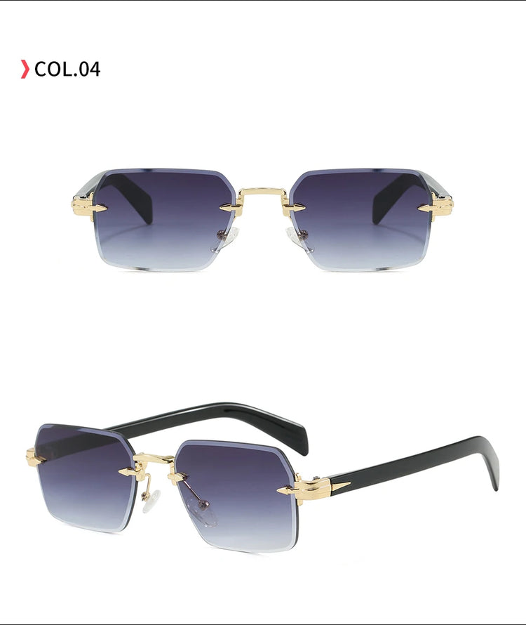 Aero Retro Rimless Square Frame Unisex UV400 Sunglasses