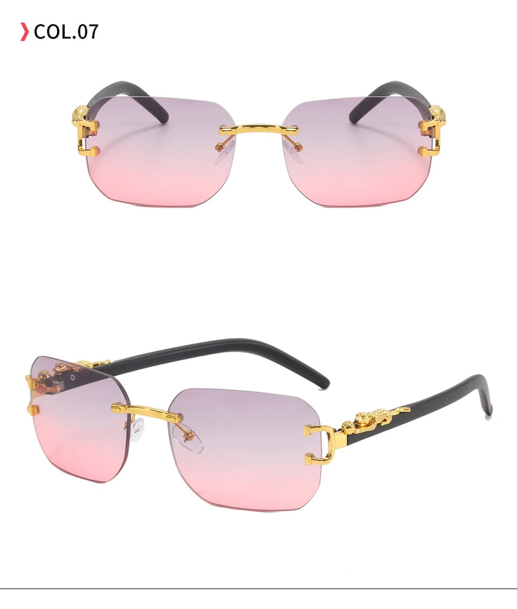 Nox Unisex Rectangle UV400 Sunglasses with Panther Detail