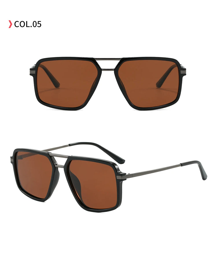 Blueprint Unisex Retro Square Double Bridge Gradient Flat Top UV400 Sunglasses