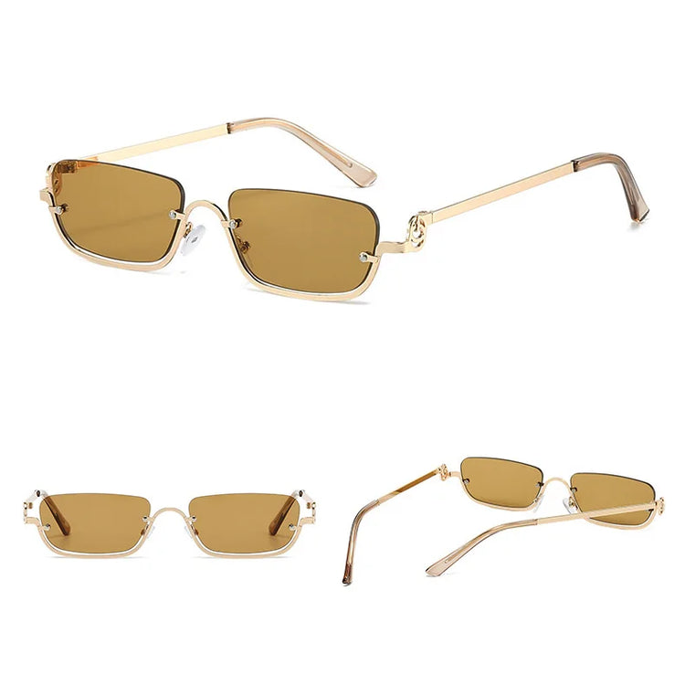 Daphne Womens Vintage Rectangular Half Frame UV400 SUnglasses