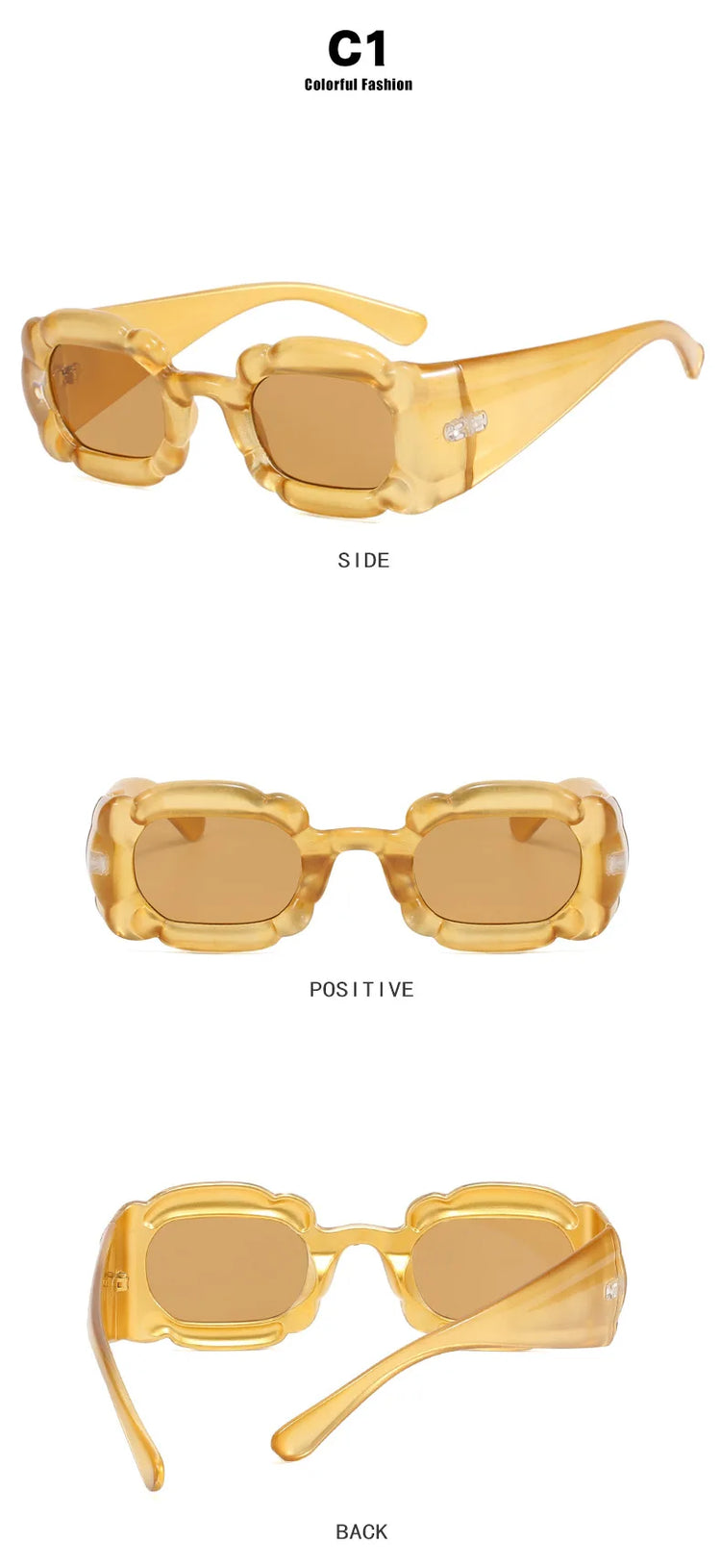 Petra Women's Inflated Petal Square Frame UV400 Sunglasses