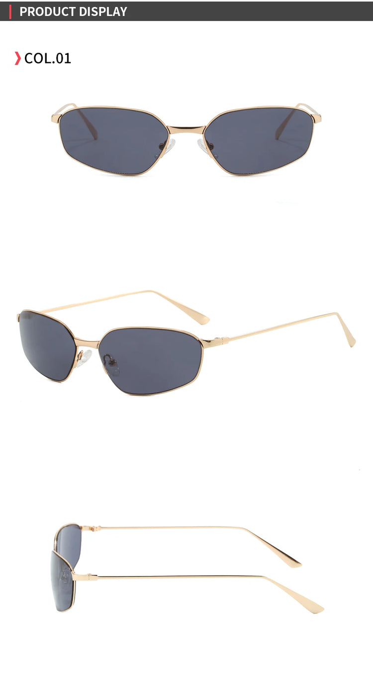 Cipher Retro Rectangle Frame UV400 Unisex Sunglasses