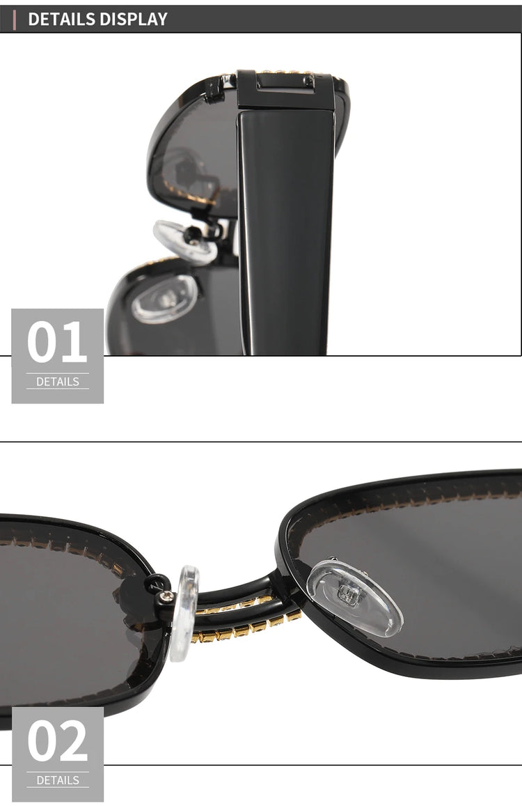 Blair Retro Rectangular Frame UV400 Rhinestone Sunglasses