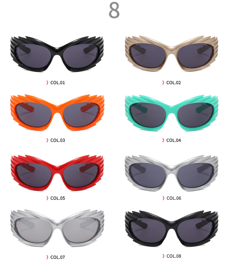 Suri Oversized UV400 Unisex Spike Frame Rectangle Sport Sunglasses
