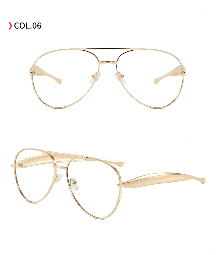 Vector Retro Double Bridges Gradient Metal Flat Top Pilot Frame UV400 Sunglasses