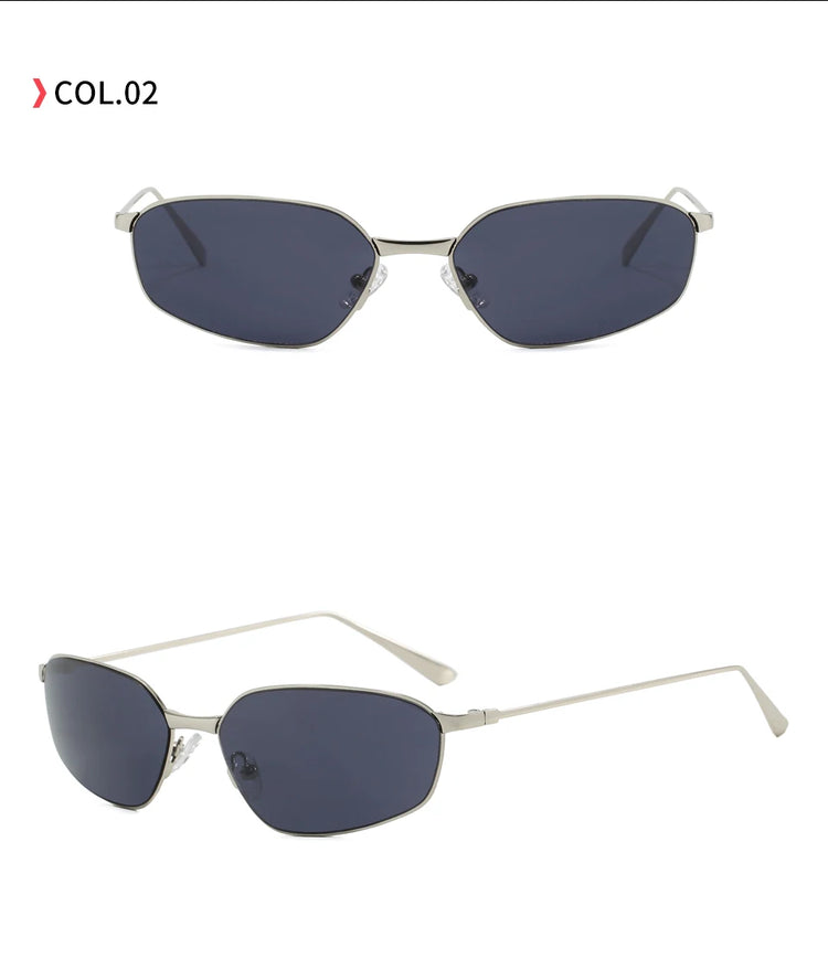 Cipher Retro Rectangle Frame UV400 Unisex Sunglasses