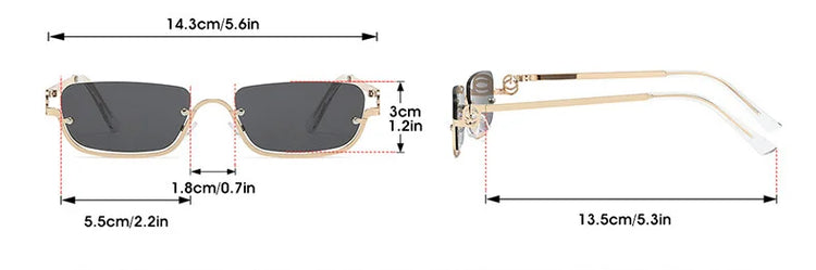 Daphne Womens Vintage Rectangular Half Frame UV400 SUnglasses