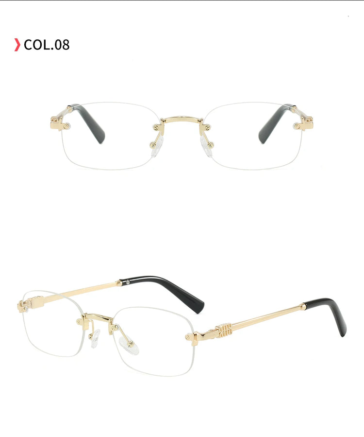 Vertex Rimless Rectangle Frame Unisex UV400 Sunglasses