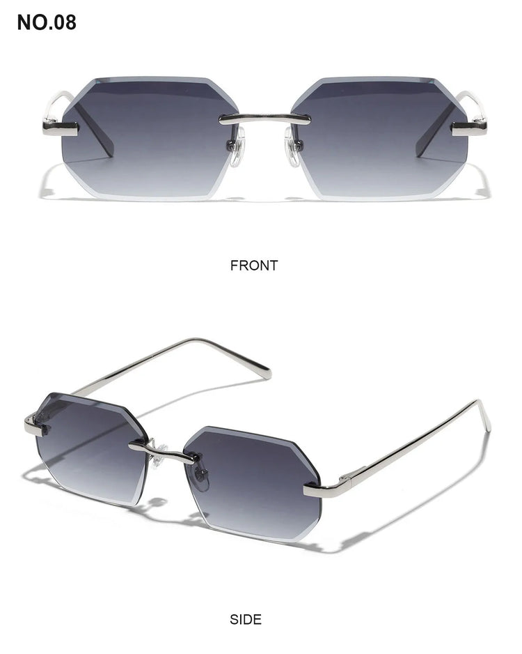 Shiloh Unisex Rectangular Rimless UV400 Sunglasses
