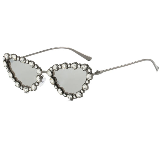 SHAREEN WOMEN'S RHINESTONE DETAILED  CAT EYE FRAME SUNGLASSES