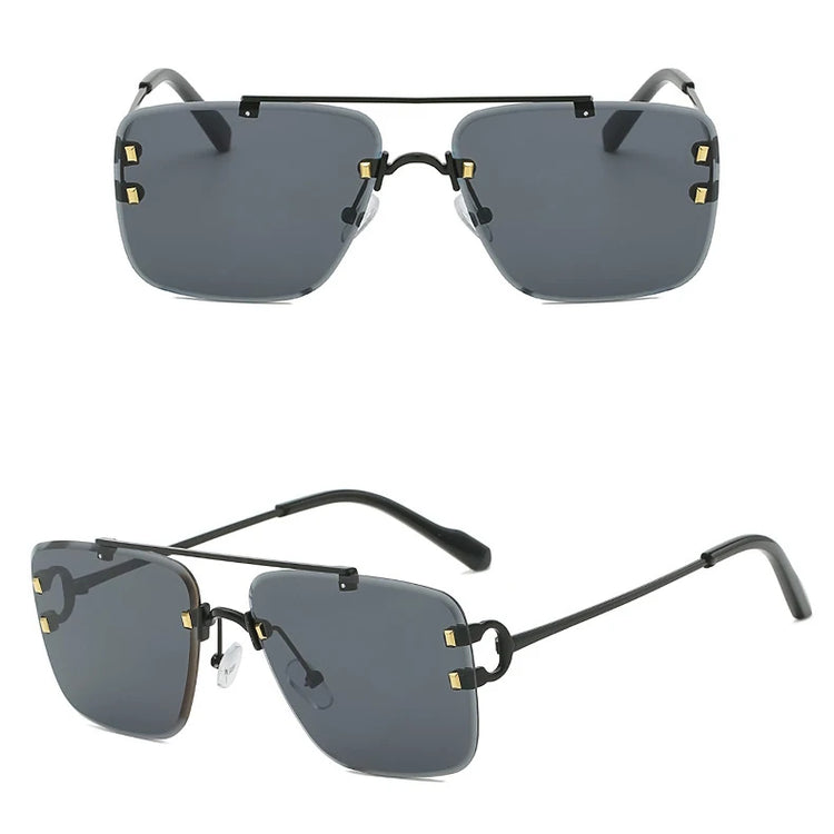 Elias Unisex Square Rimless UV400 Sunglasses