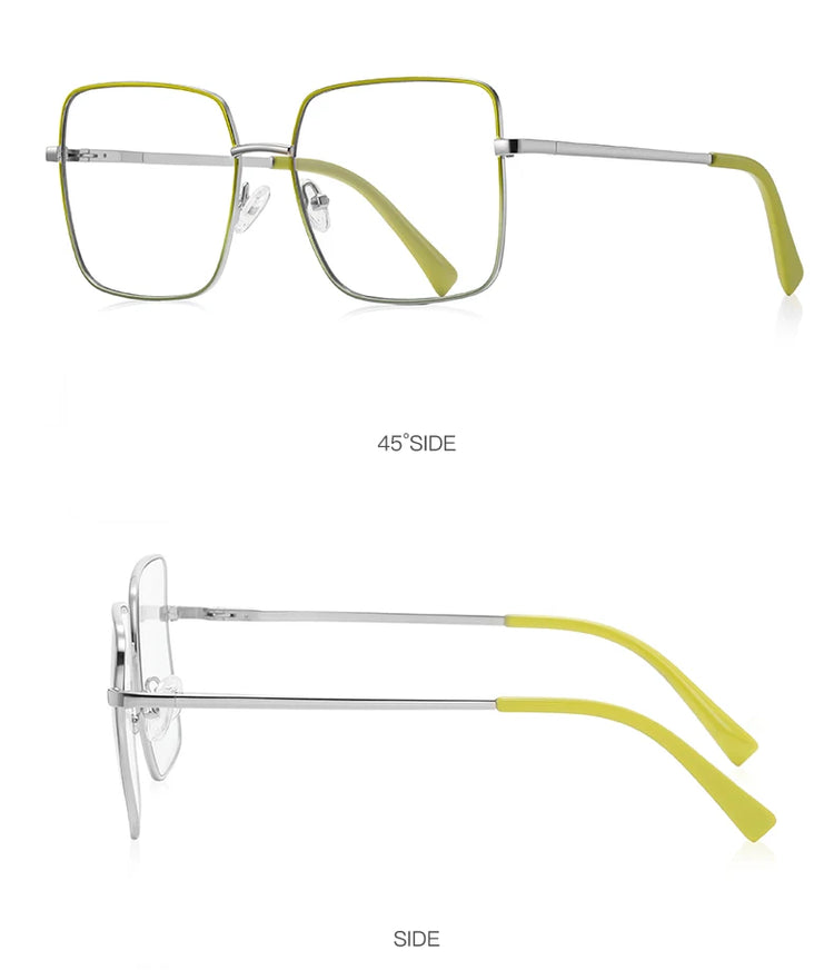 Unisex Square Metal Frame Anti Blue Light Glasses
