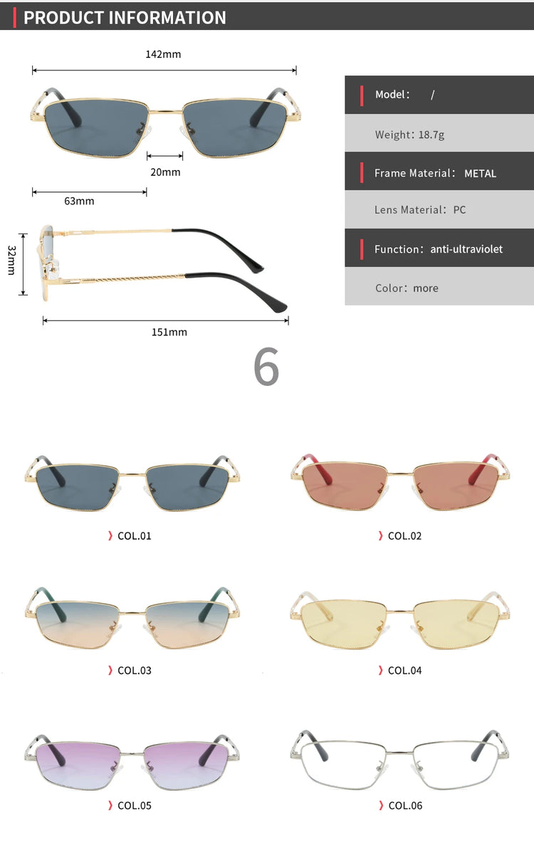 Drift  Metal Frame Unisex Small Rectangular UV400 Sunglasses