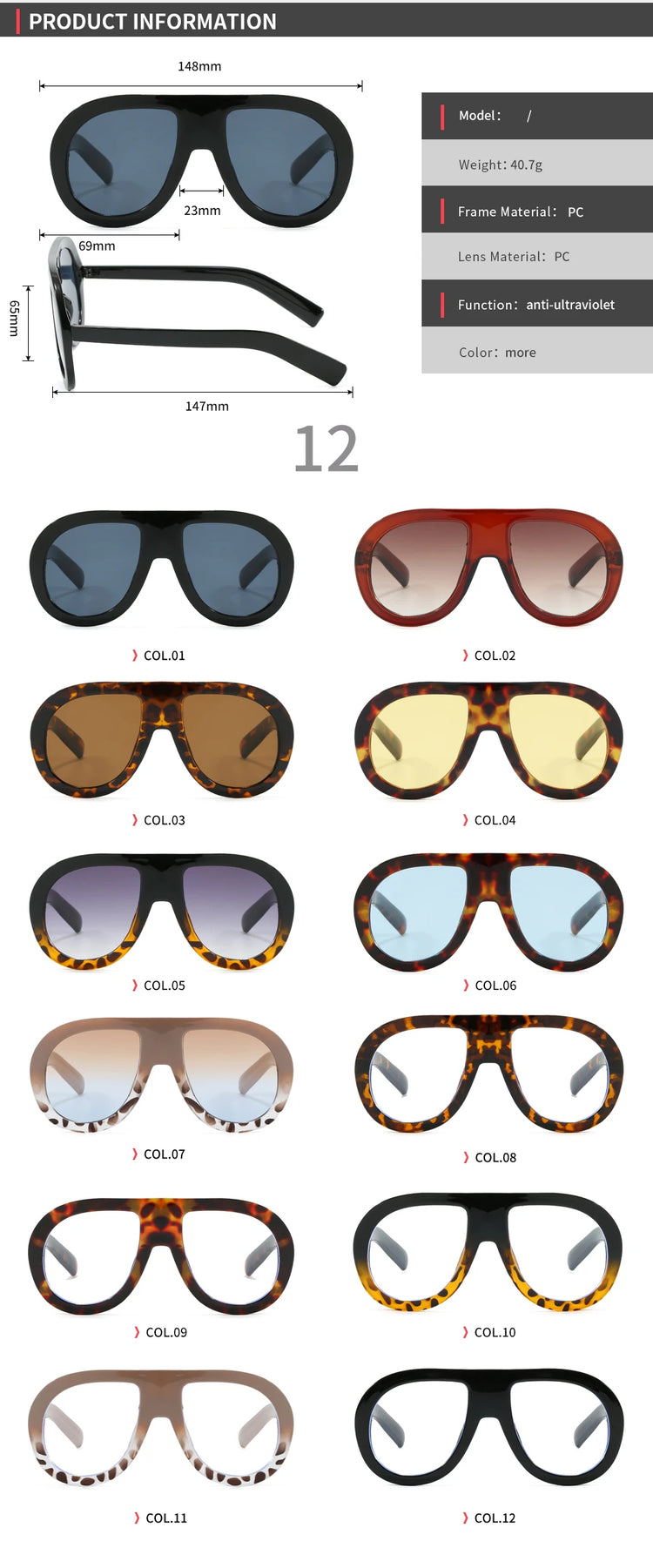 Rhys Oversized Retro Unisex Flat Top Anti Blue Light Glasses