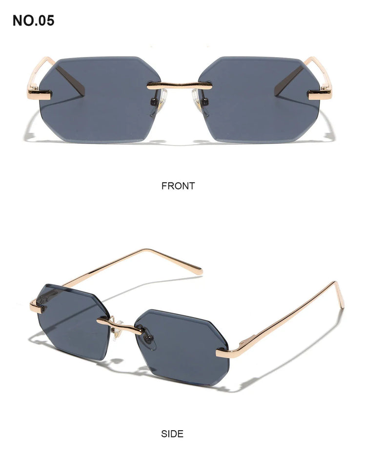 Shiloh Unisex Rectangular Rimless UV400 Sunglasses
