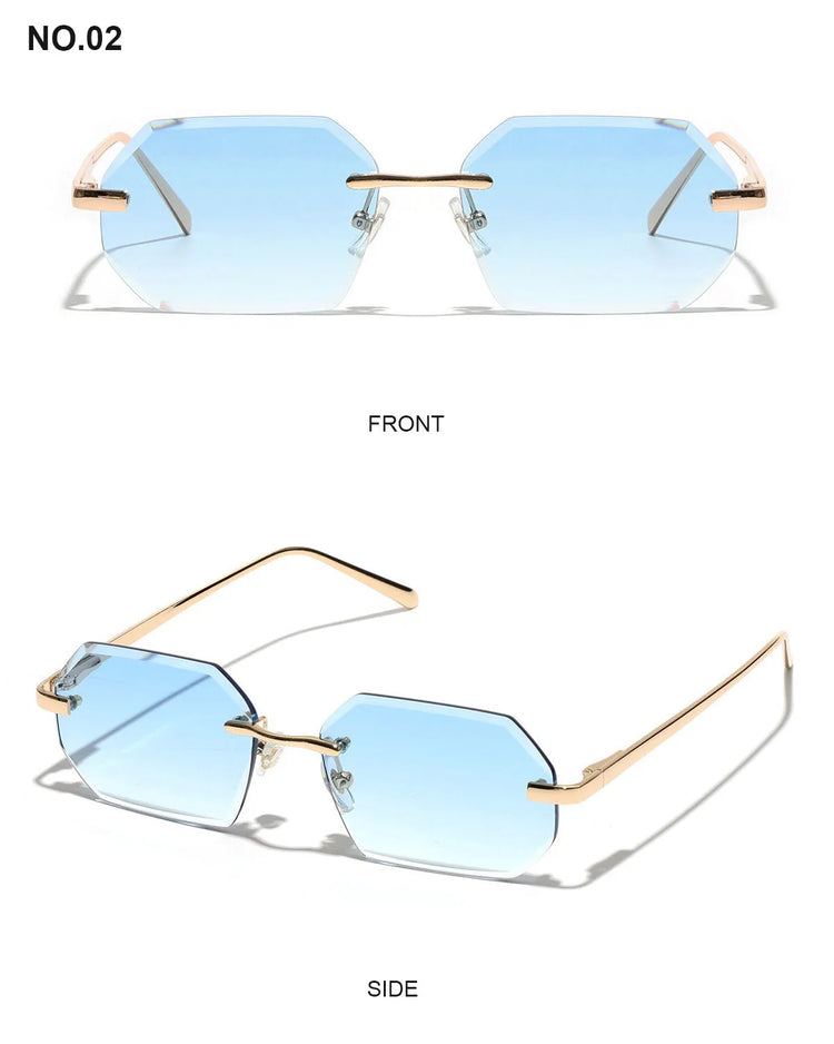 Shiloh Unisex Rectangular Rimless UV400 Sunglasses