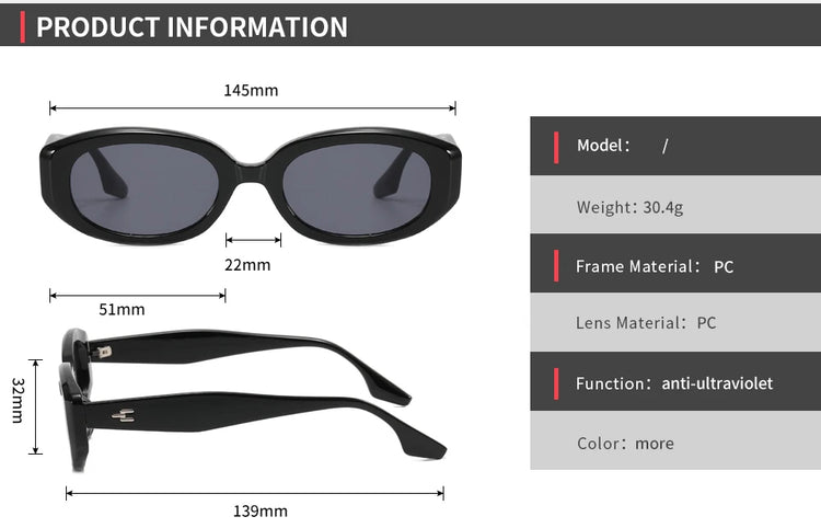 Vesper Unisex Small Oval Frame Retro UV400 Sunglasses