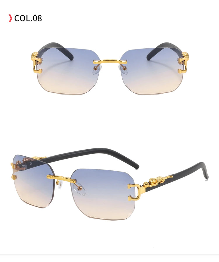 Nox Unisex Rectangle UV400 Sunglasses with Panther Detail