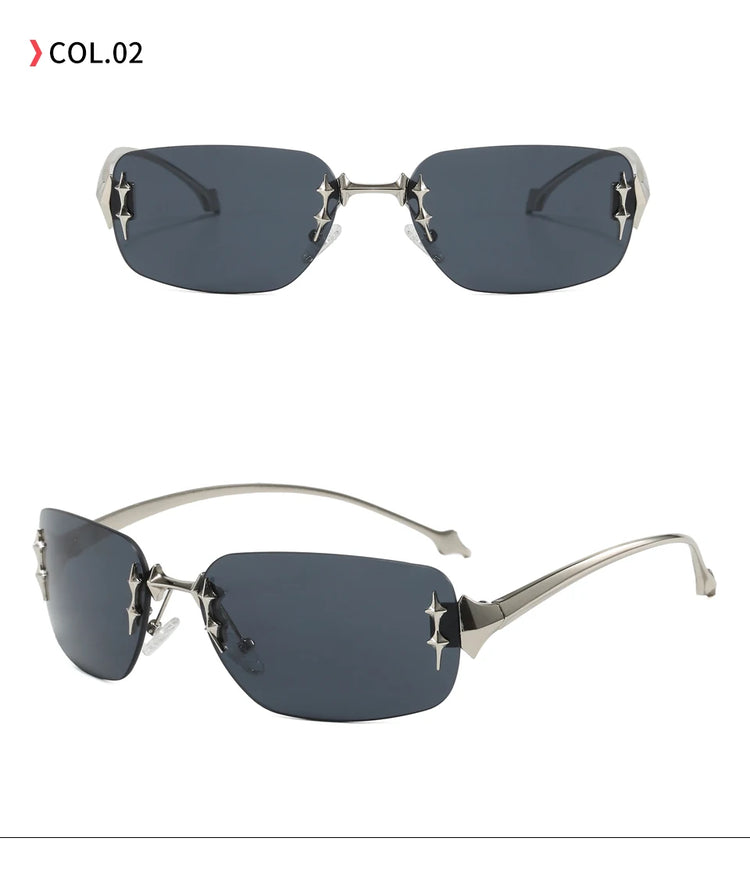 Cove Unisex Retro Rimless Rectangle Frame UV400 Sunglasses