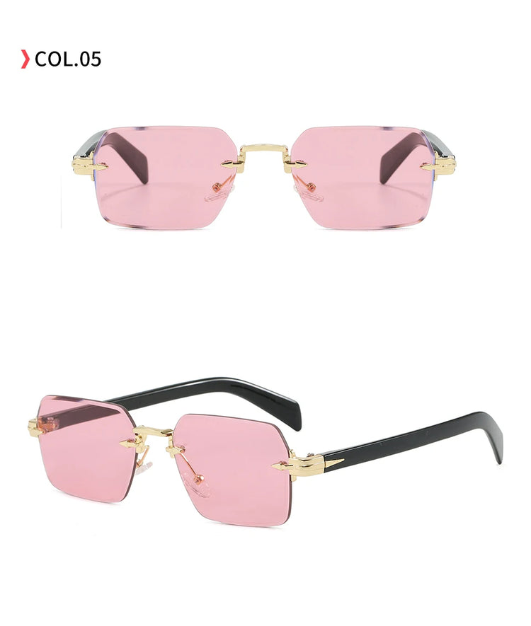 Aero Retro Rimless Square Frame Unisex UV400 Sunglasses