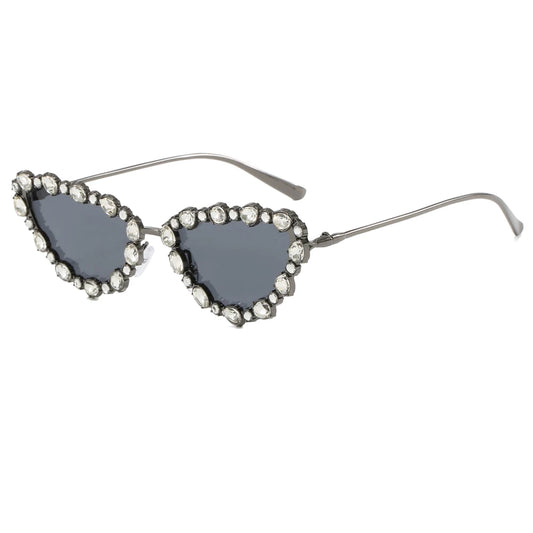 SHAREEN WOMEN'S RHINESTONE DETAILED  CAT EYE FRAME SUNGLASSES