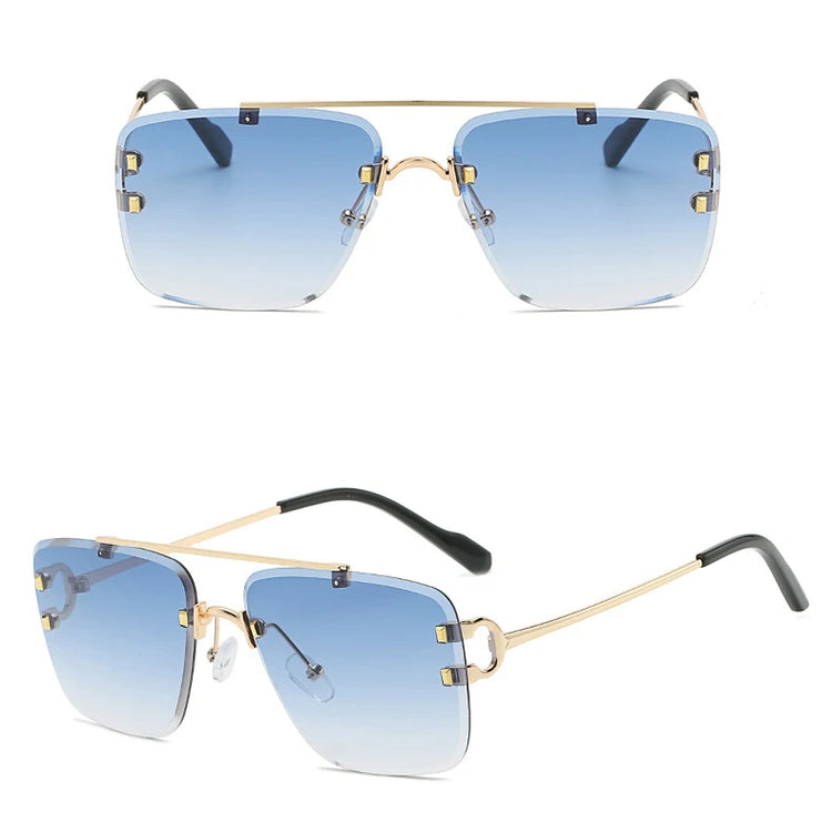 Elias Unisex Square Rimless UV400 Sunglasses