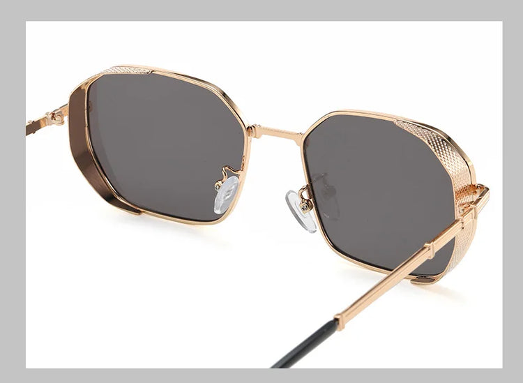 Rocco Steampunk Gradient Square Metal Shades Sunglasses