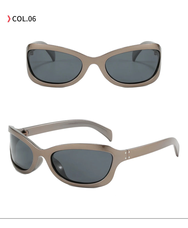 Rebecca Polarized Womens Y2K Oval Frame Fashion Sunglasses