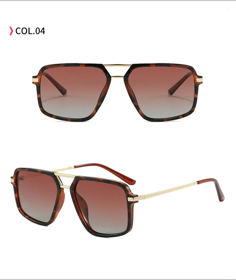 Blueprint Unisex Retro Square Double Bridge Gradient Flat Top UV400 Sunglasses