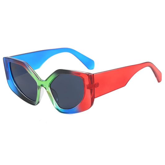 LAILA UNISEX OVERSIZED POLYGON CAT EYE UV400 CHUNKY FRAME SUNGLASSES