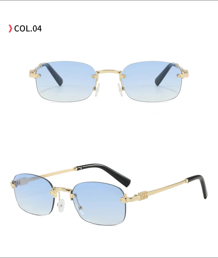 Vertex Rimless Rectangle Frame Unisex UV400 Sunglasses