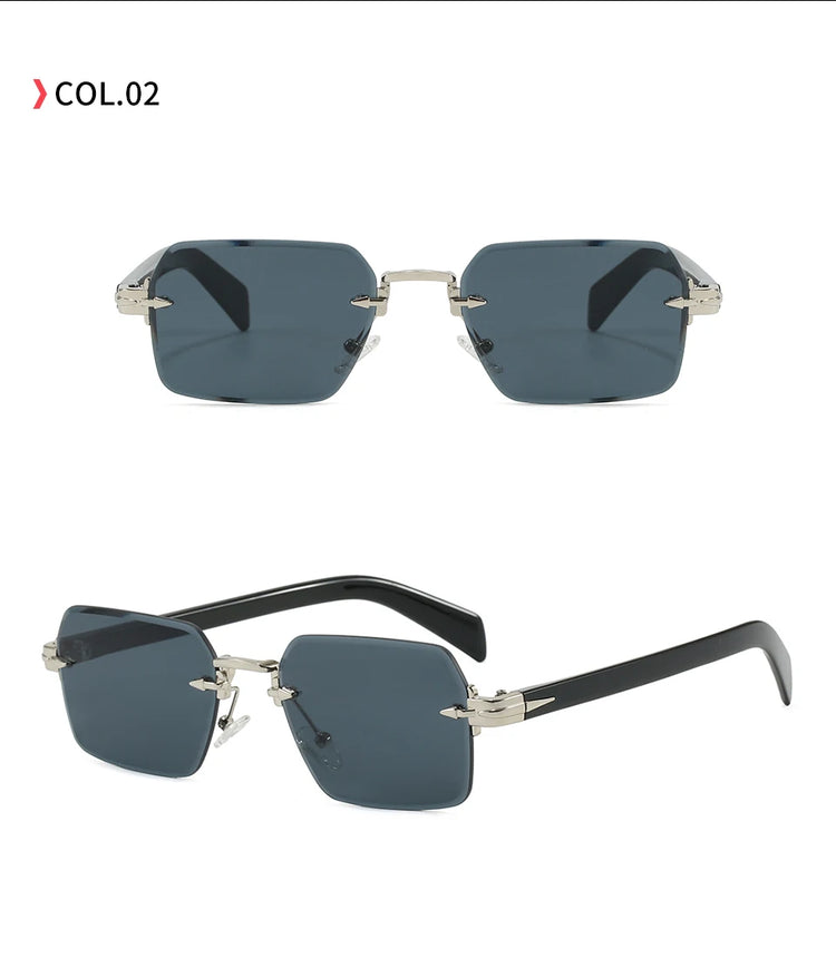 Aero Retro Rimless Square Frame Unisex UV400 Sunglasses