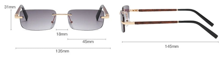 Xavier Unisex  Small Square Rimless Sunglasses