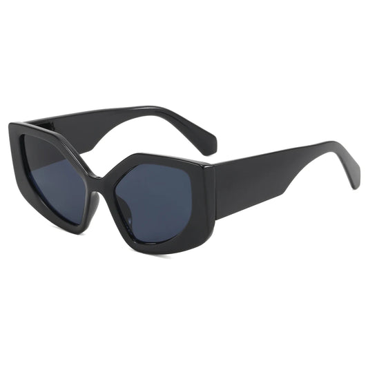 LAILA UNISEX OVERSIZED POLYGON CAT EYE UV400 CHUNKY FRAME SUNGLASSES