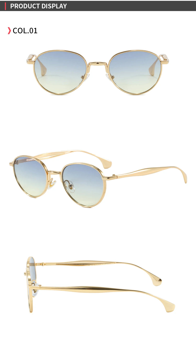 Flux Women's Round Metal Frame Steampunk UV400 Sungalsses